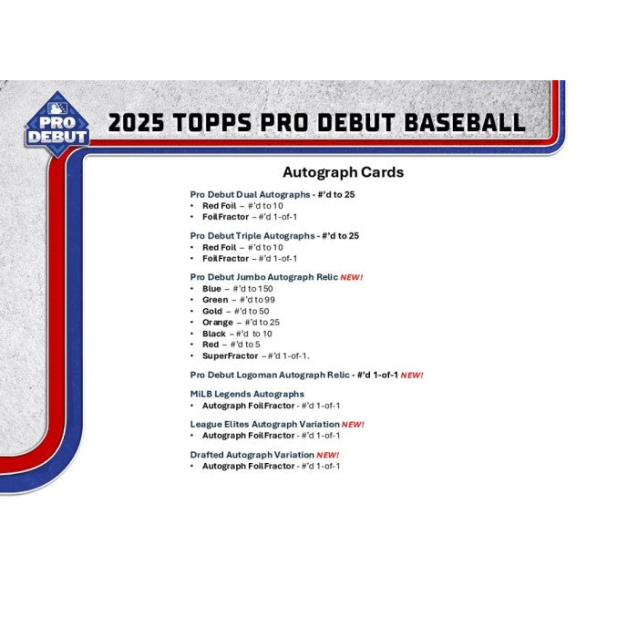2025 Topps Pro Debut Baseball Hobby Jumbo Box